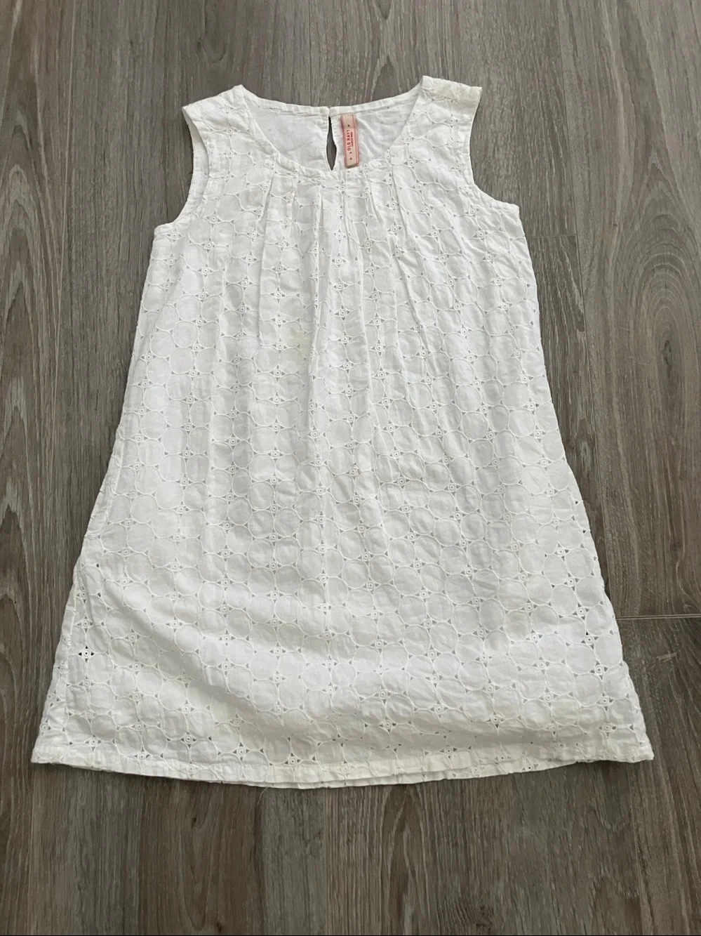 OLD NAVY Girls Sleeveless Eyelet Cotton White Shirt Dress | 6